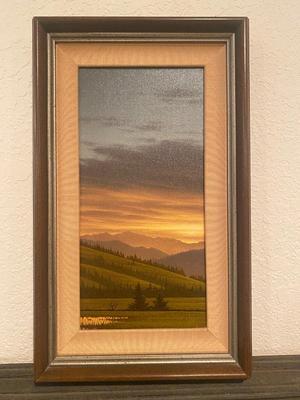 OIL PAINTING "LAYERED HILLS" BY CLIFFORD BAILEY AND A FARM SCENE BY FARLAND