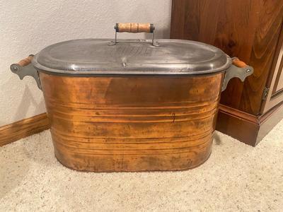 ANTIQUE COPPER BOILER & COAL SHOVEL