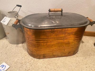 ANTIQUE COPPER BOILER & COAL SHOVEL