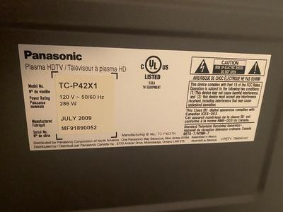 PANASONIC 42” FLATSCREEN PLASMA HDTV, SOLID WOOD TV STAND AND LG BLUE-RAY DVD PLAYER