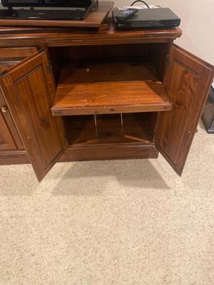 PANASONIC 42” FLATSCREEN PLASMA HDTV, SOLID WOOD TV STAND AND LG BLUE-RAY DVD PLAYER