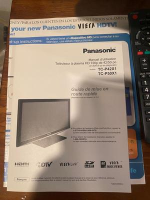 PANASONIC 42” FLATSCREEN PLASMA HDTV, SOLID WOOD TV STAND AND LG BLUE-RAY DVD PLAYER