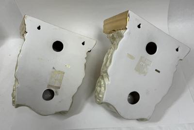 2 Vintage Painted Gold Plaster Lion Head Wall Decor Shelf
