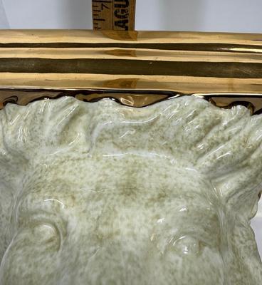 2 Vintage Painted Gold Plaster Lion Head Wall Decor Shelf