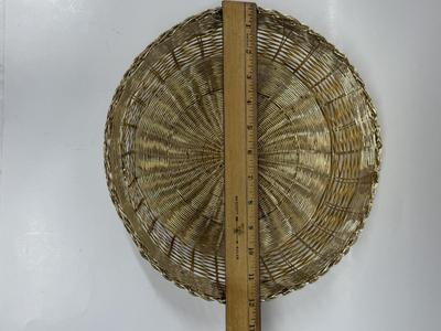 Vintage French Country Gold Metal Hand Woven Bread Basket