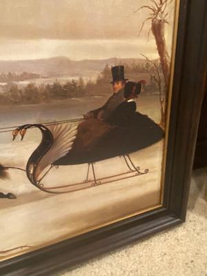 OIL PAINTING ON CANVAS WINTER SLEIGH RIDE