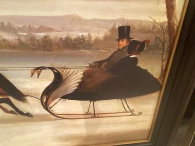 OIL PAINTING ON CANVAS WINTER SLEIGH RIDE