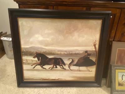 OIL PAINTING ON CANVAS WINTER SLEIGH RIDE
