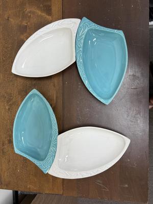 Mid Century Modern Calif Pottery Curved Trays Laguna L66