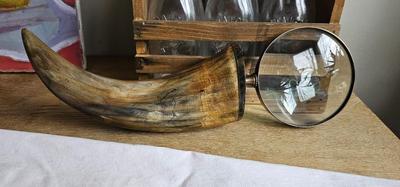 Antique Buffalo Horn Magnifying Glass Large