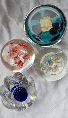 4 vintage Art Glass Paperweights Lot #2 Murano Millefiori Rossini