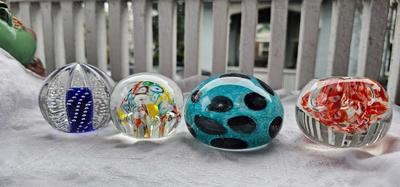 4 vintage Art Glass Paperweights Lot #2 Murano Millefiori Rossini