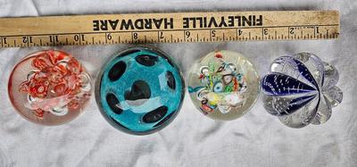 4 vintage Art Glass Paperweights Lot #2 Murano Millefiori Rossini