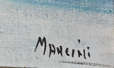 2 vintage oil Landscape Paintings Signed Mancini