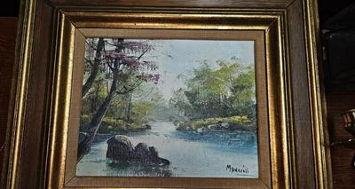 2 vintage oil Landscape Paintings Signed Mancini