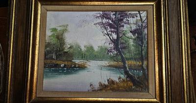 2 vintage oil Landscape Paintings Signed Mancini