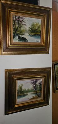 2 vintage oil Landscape Paintings Signed Mancini