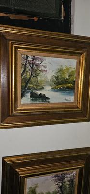 2 vintage oil Landscape Paintings Signed Mancini