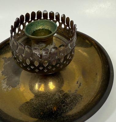 Vintage Brass Chamberstick Candleholder with Thumb Holder & Drop Tray
