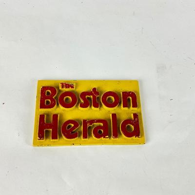 O1087 Vintage "The Boston Herald" Cast Iron Paperweight