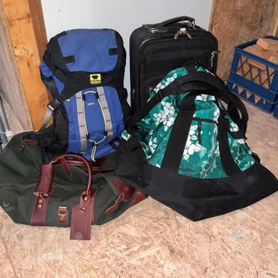 A1100 Lot of Backbacks, LL Bean Duffle Bag and Small Carry on Suitcase