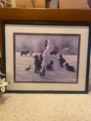 ROBERT DUNCAN “OUR GIANT” ART PIECE AND WHITE POINSETTIAS IN SEASON OF THE ARTWORK