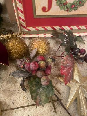 BEAUTIFUL 7-1/2’ PRELIT CHRISTMAS TREE WITH TRIMMINGS AND DECOR