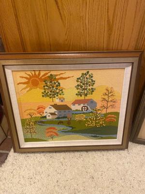 NEEDLEPOINT AND YARN WALL ART