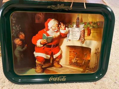 “VISIONS OF SUGARPLUMS” By TOM BROWNING AND COCA-COLA SANTA TIN TRAY