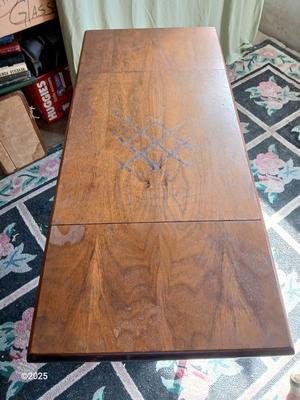 Anique drop leaf Hi-Lo by metal stand / typewriter stand with drop down adjustable wheels - Phila. Pa.