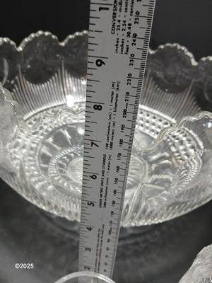 U.S. Glass MANHATTAN Punch Bowl Set & 12 Cups. Tiffin Franciscan with lidded candy dish
