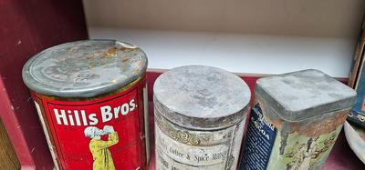 3 vintage Tins. Hills Bros Coffee, Mocha Java, and Cocoa