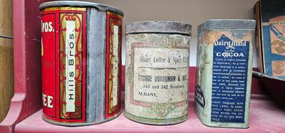 3 vintage Tins. Hills Bros Coffee, Mocha Java, and Cocoa