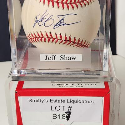 Jeff Shaw Dodgers OMLB Signed Autographed Baseball In Collectors Case