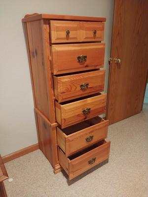 SIX DRAWER WOODEN CHEST OF DRAWERS
