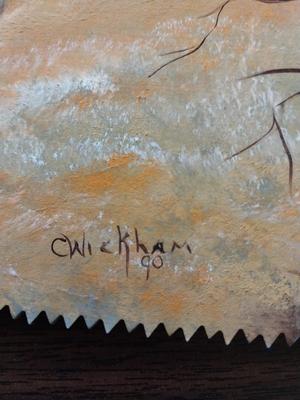 TWO HAND PAINTED SAWS SIGNED BY WICKHAM