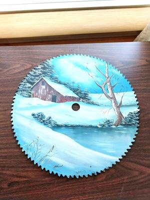 TWO SAW BLADES HAND PAINTED BY WICKHAM-BEAUTIFUL