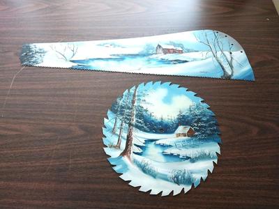 SIGNED BY WICKHAM HAND PAINTED SAW BLADES