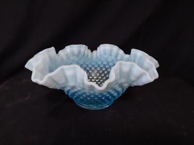 BLUE FENTON CANDY DISH AND SMALL SQUARE DISH