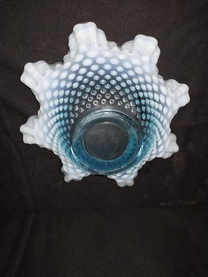 BLUE FENTON CANDY DISH AND SMALL SQUARE DISH