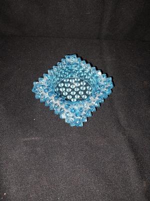 BLUE FENTON CANDY DISH AND SMALL SQUARE DISH