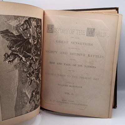 LOT 10: P.F. Collier 1887 History of the World and All Its Great Sensations 2-Volume Set w/ Hammond's 1966 World Atlas