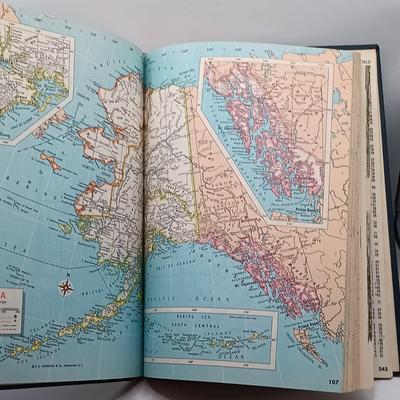 LOT 10: P.F. Collier 1887 History of the World and All Its Great Sensations 2-Volume Set w/ Hammond's 1966 World Atlas