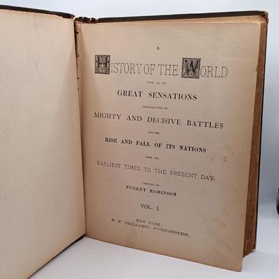 LOT 10: P.F. Collier 1887 History of the World and All Its Great Sensations 2-Volume Set w/ Hammond's 1966 World Atlas