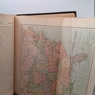 LOT 10: P.F. Collier 1887 History of the World and All Its Great Sensations 2-Volume Set w/ Hammond's 1966 World Atlas