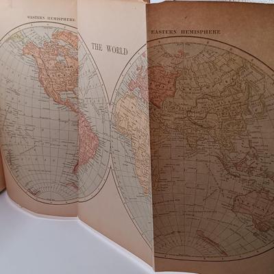 LOT 10: P.F. Collier 1887 History of the World and All Its Great Sensations 2-Volume Set w/ Hammond's 1966 World Atlas