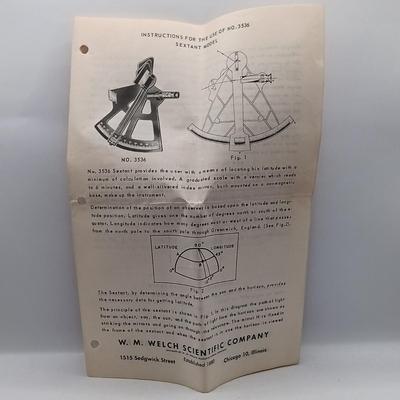 LOT 16: W.M. Welch Scientific Co. Sextant Model 3536, Bowditch's 1934 American Practical Navigator & More
