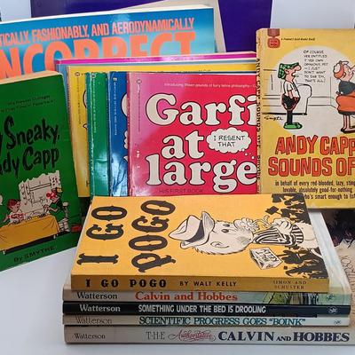 LOT 18: Comic Colection- Garfield, Andy Capp, Calvin and Hobbes & More