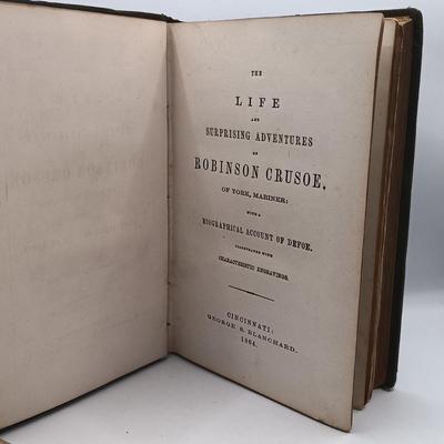 LOT 25: Jules Verne's 1874 From the Earth to the Moon with 1864 Life and Surprising Adventures of Robinson Crusoe