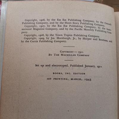 LOT 190: Jack London Collection- 1911 The Iron Heel, 1911 South Sea Tales, 1905 Tales of the Fish Patrol & More